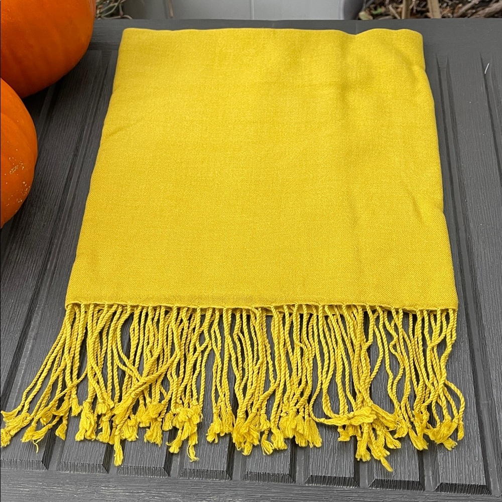 Yellow - Marigold / Mustard - Merino Wool & Silk Blend - Pashmina Scarf